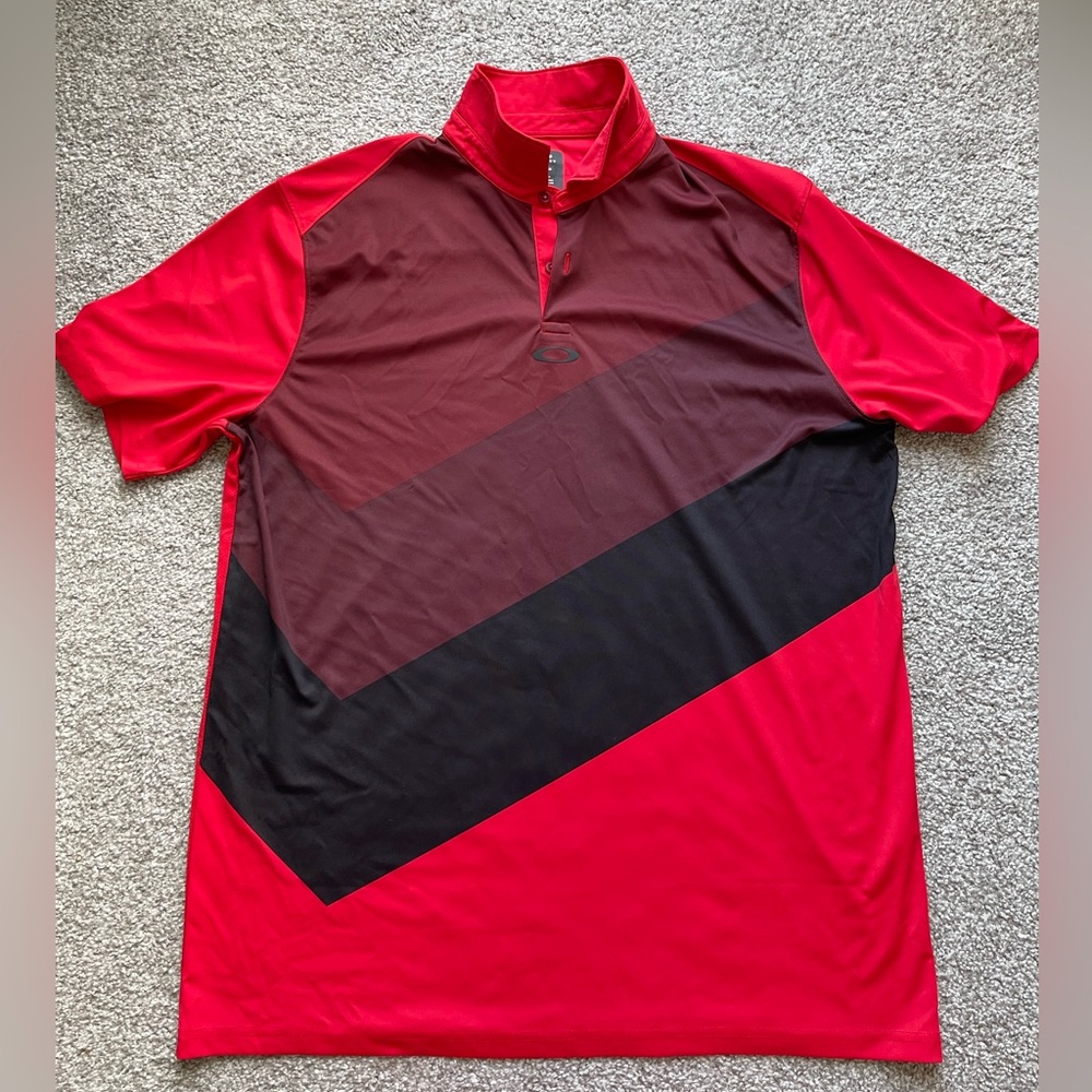 Oakley Red and Black Performance Polo Shirt XL